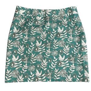Rafaella Aqua Dandelion Leaf Print Whimsical Floral Lined Skirt Size 16